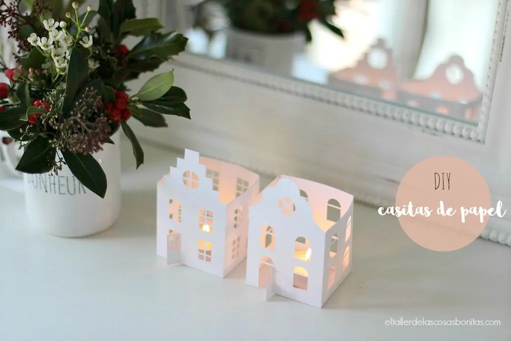 Casitas de papel nórdicas para Navidad